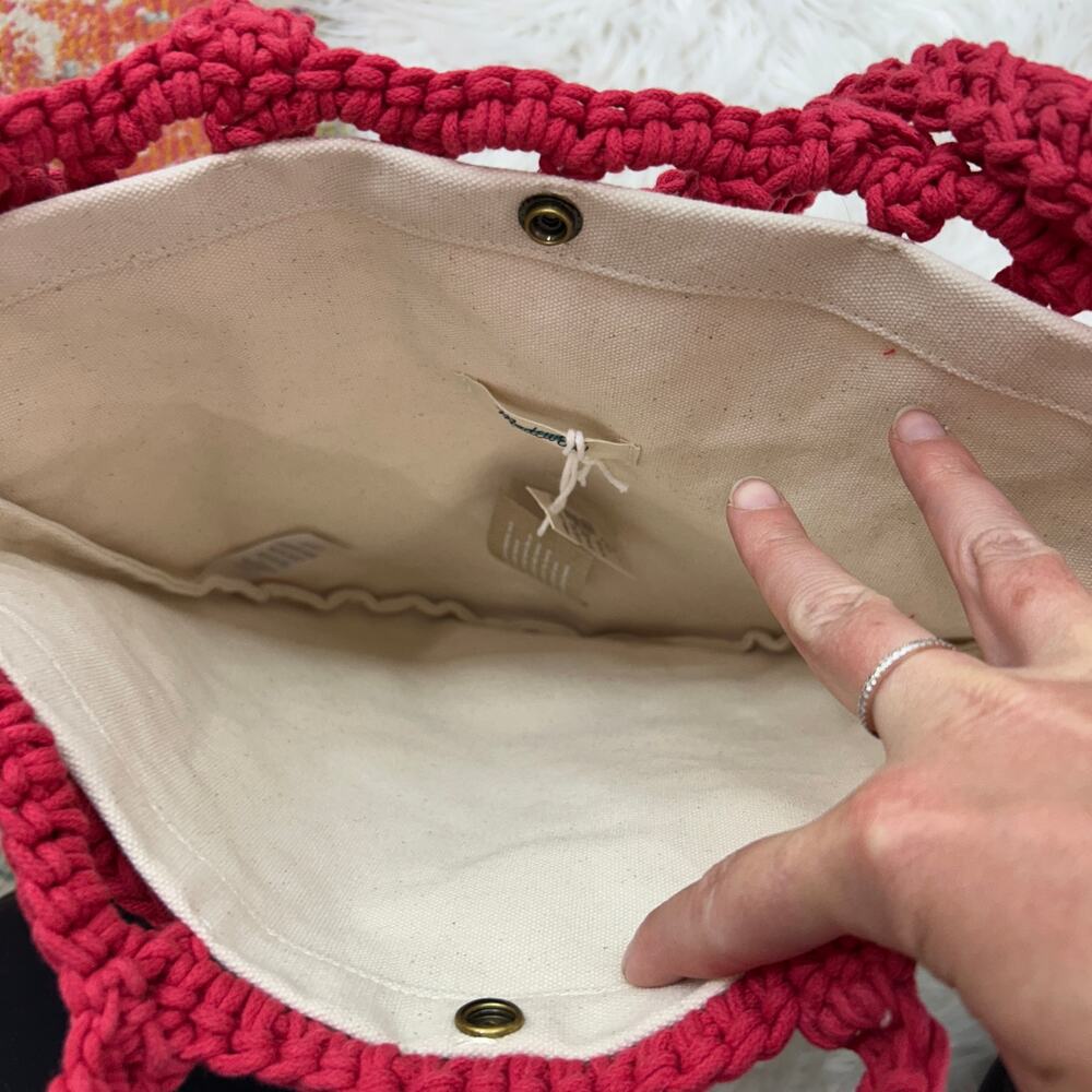 NEW Madewell Woven Crochet Macrame Boho The Crocheted Shoulder Bag in Poppy Red - Picture 6 of 8